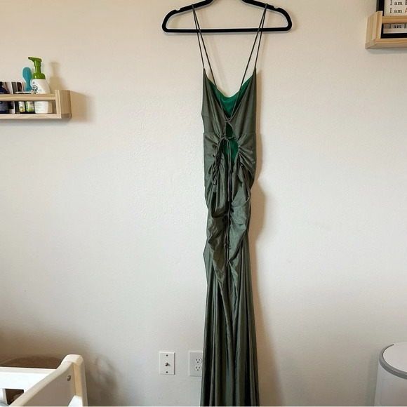 La Scala Olive Green Back Lace-Up Mermaid Dress Gown #25925 Size L - Picture 7 of 8